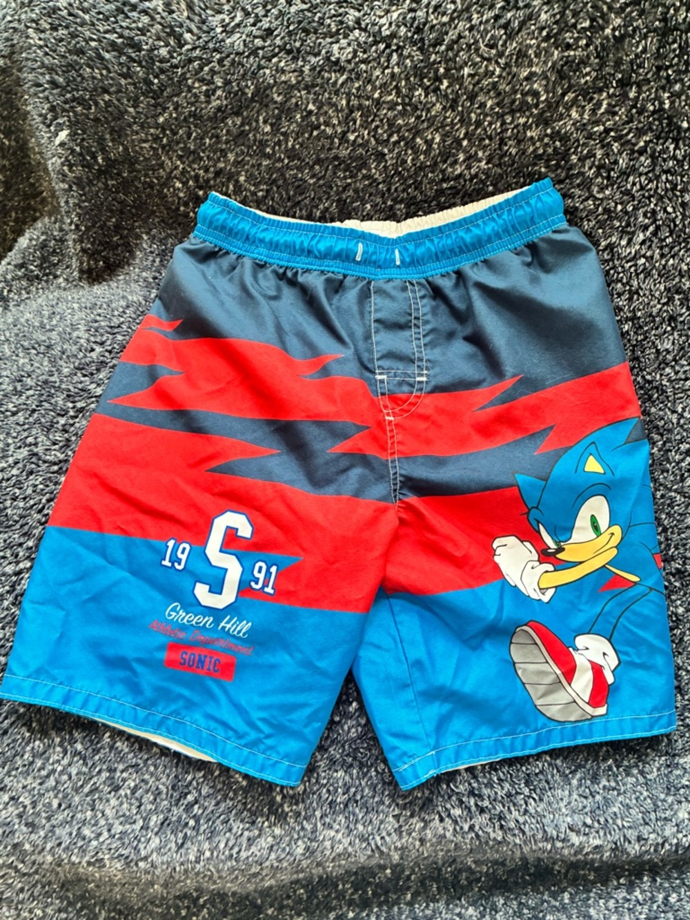 Sonic The Hedgehog Kids Blue & Red Swim Trunks